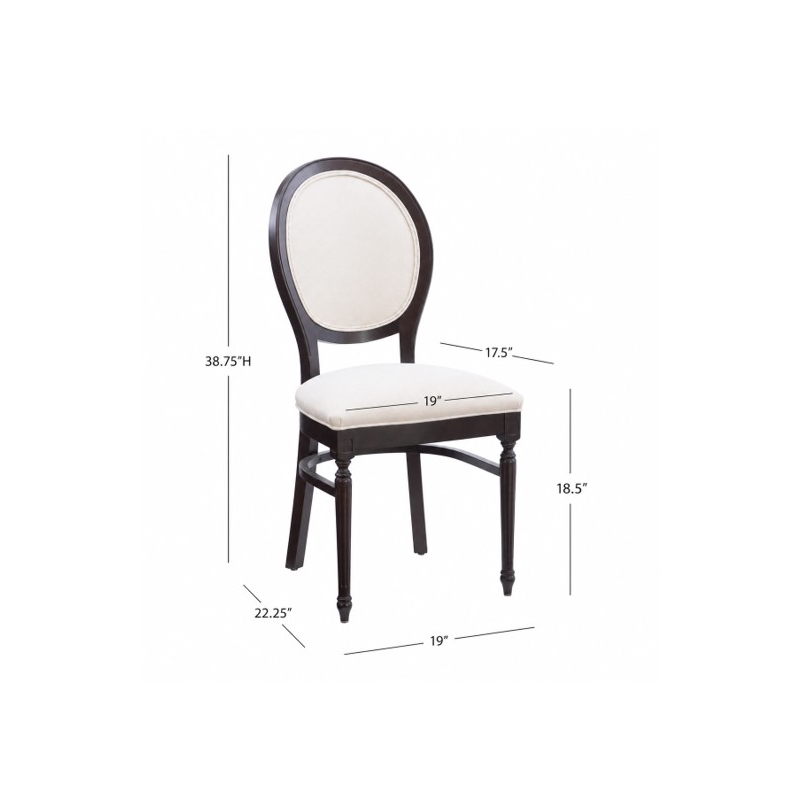 Linon Laney Beechwood Set of 2 Padded Back and Seat Side Chairs in Dark Brown