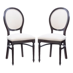Linon Laney Beechwood Set of 2 Padded Back and Seat Side Chairs in Dark Brown
