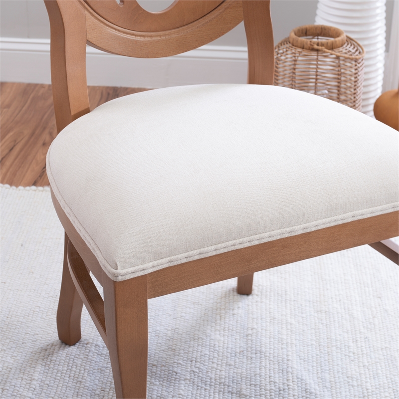 Linon Paxton Beechwood Ornamental Backrest Set of 2 Dining Chairs in Light Brown