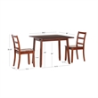 Linon Breia 3-Piece Dining Set Extendable Storage Tabletop in Cherry Wood Finish