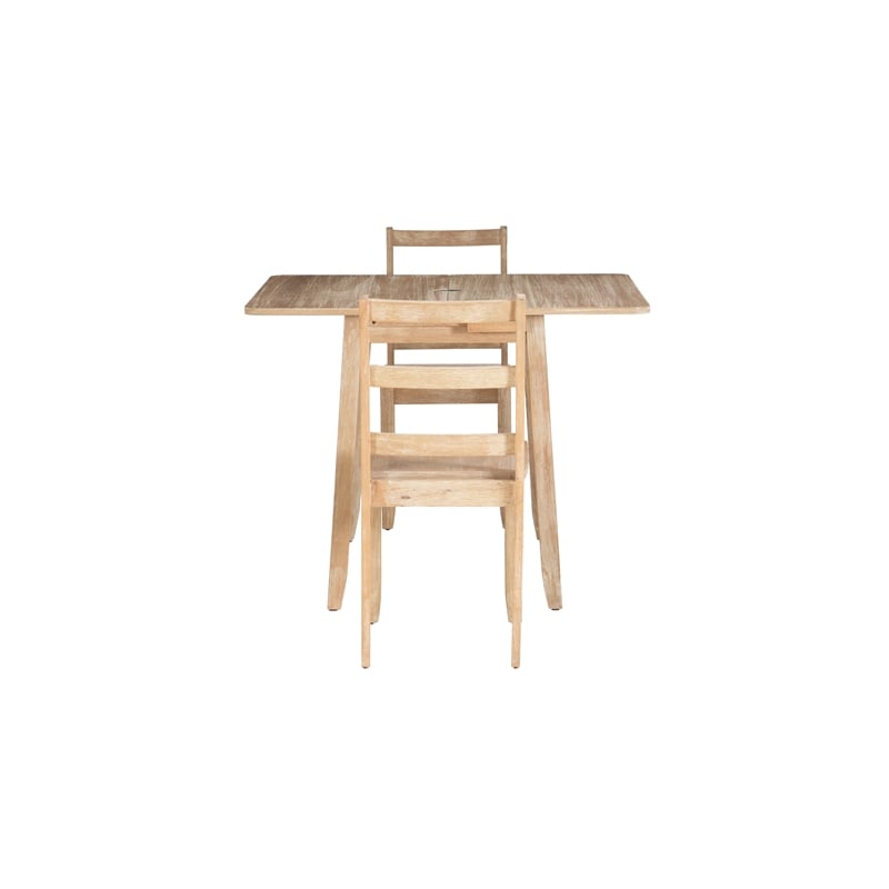 Linon Breia 3-Piece Dining Set Extendable Storage Tabletop in Gray Wash Wood