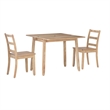 Linon Breia 3-Piece Dining Set Extendable Storage Tabletop in Gray Wash Wood