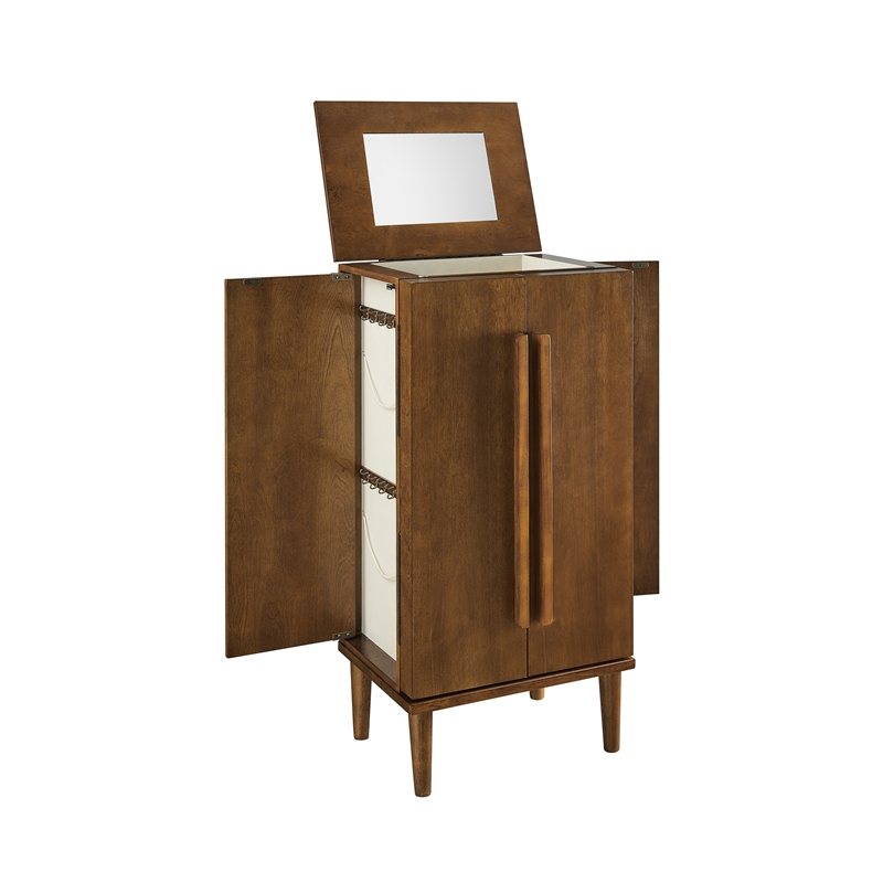 Linon Livi 7-Drawer Wood Jewelry Armoire with Flip Top in Brown