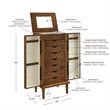 Linon Livi 7-Drawer Wood Jewelry Armoire with Flip Top in Brown