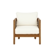 Linon Panama Club Chair with Beige Cushions in Brown Oil Finished Acacia Wood
