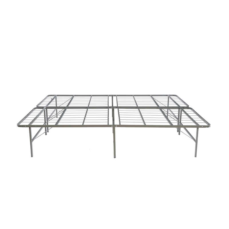 Linon Lowell King Folding Platform Mattress Base in Grey Powder Coated Steel