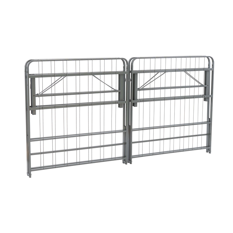 Linon Lowell King Folding Platform Mattress Base in Grey Powder Coated Steel