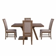 Linon Carver 5 Pce Extendable Dining Set with 4 Upholstered Chairs in Brown Wood