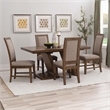 Linon Carver 5 Pce Extendable Dining Set with 4 Upholstered Chairs in Brown Wood