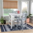 Linon Nico 3 Pce Counter Dining Set White Table/2 Chairs in Light Gray Wood