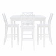 Linon Nico 5 Piece Counter Dining Set Table/4 Lattice Back Chairs in White Wood