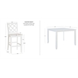 Linon Nico 5 Piece Counter Dining Set Table/4 Lattice Back Chairs in White Wood
