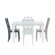 Linon Nico 5 Piece Dining Set White Table/4 Multi Color Chairs in Solid Wood