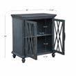 Linon Kelcey Storage Cabinet with Lattice Design on Two Glass Doors in Grey Wood