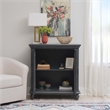 Linon Kelcey Storage Cabinet with Lattice Design on Two Glass Doors in Grey Wood