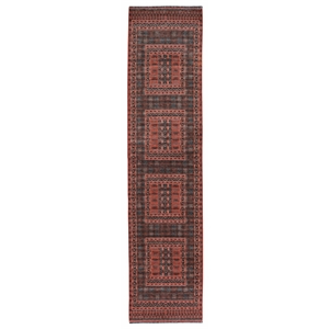 Linon Logan Amaya Polyester 2' X 10' Runner Rug in Red and Black