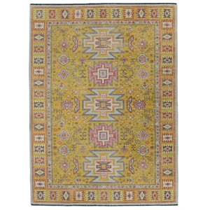 Linon Logan Sivas Polyester 2' X 3' Accent Rug in Yellow and Ivory