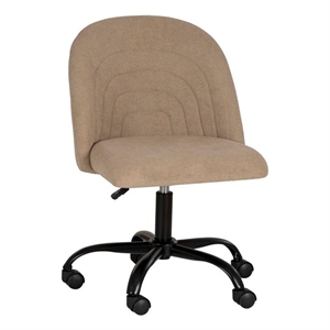 Linon Stormy Adjustable Swivel Office Chair Black Metal Base in Beige Fabric