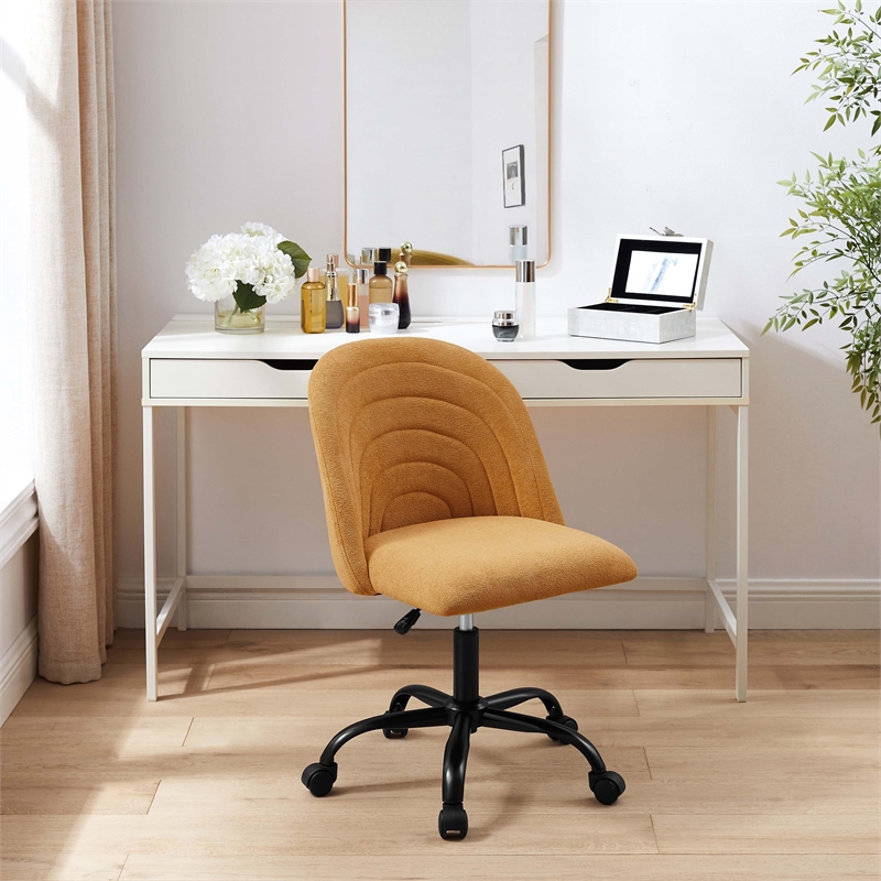 Linon Stormy Adjustable Swivel Office Chair Black Metal Base in Yellow Fabric