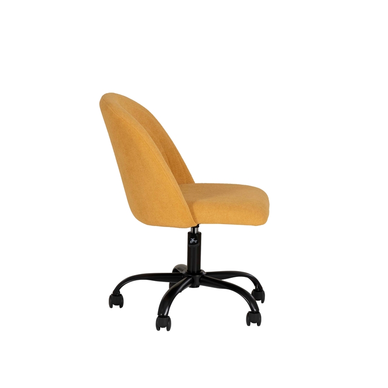 Linon Stormy Adjustable Swivel Office Chair Black Metal Base in Yellow Fabric