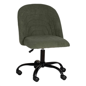 Linon Stormy Adjustable Swivel Office Chair Black Metal Base in Green Fabric