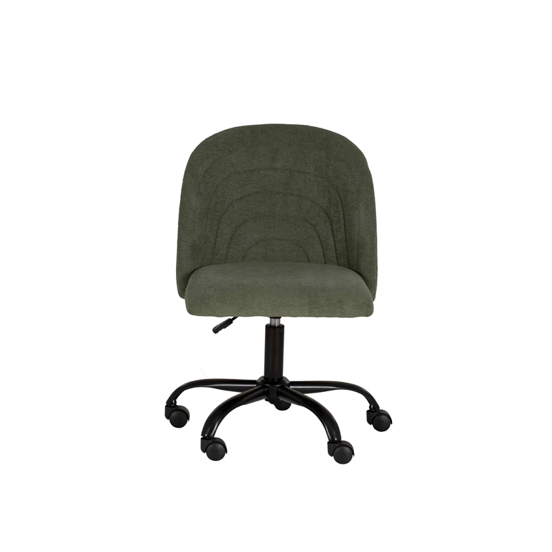 Linon Stormy Adjustable Swivel Office Chair Black Metal Base in Green Fabric