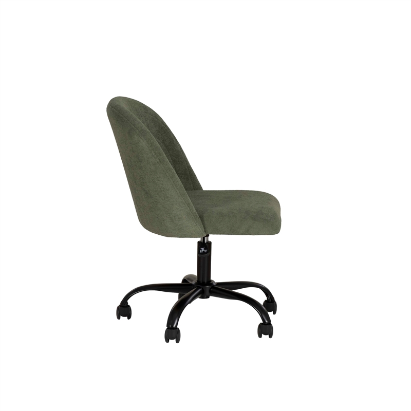 Linon Stormy Adjustable Swivel Office Chair Black Metal Base in Green Fabric