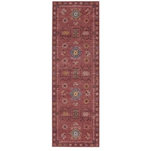 Linon Dillon Austin Red and Cream 2'6&quot X 8' Runner Rug