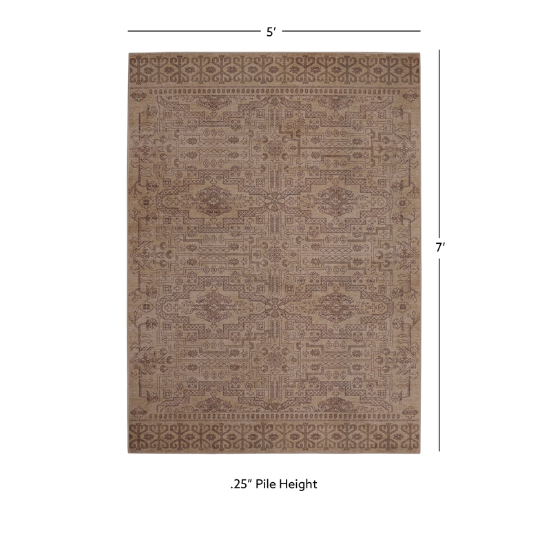 Linon Dillon Sylvester Sand and Beige 5' X 7' Area Rug