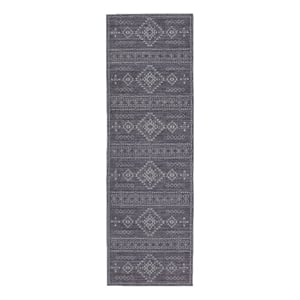 Linon Dillon Igor Grey and Ivory 2'6&quot X 8' Runner Rug
