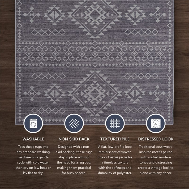 linon dillon igor grey and ivory 5' x 7' area rug