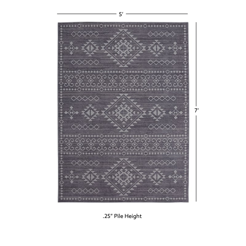 linon dillon igor grey and ivory 5' x 7' area rug