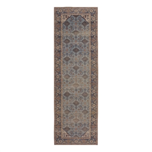 Linon Dillon Cordele Blue and Ivory 2'6&quot X 8' Runner Rug
