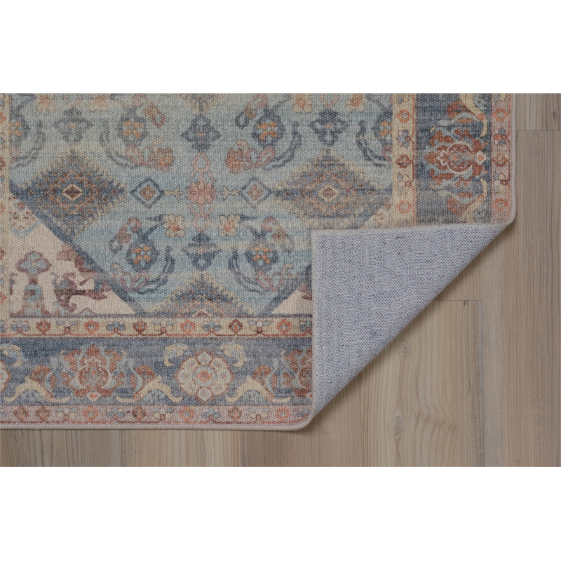 Linon Dillon Cordele Blue and Ivory 8' X 10' Area Rug