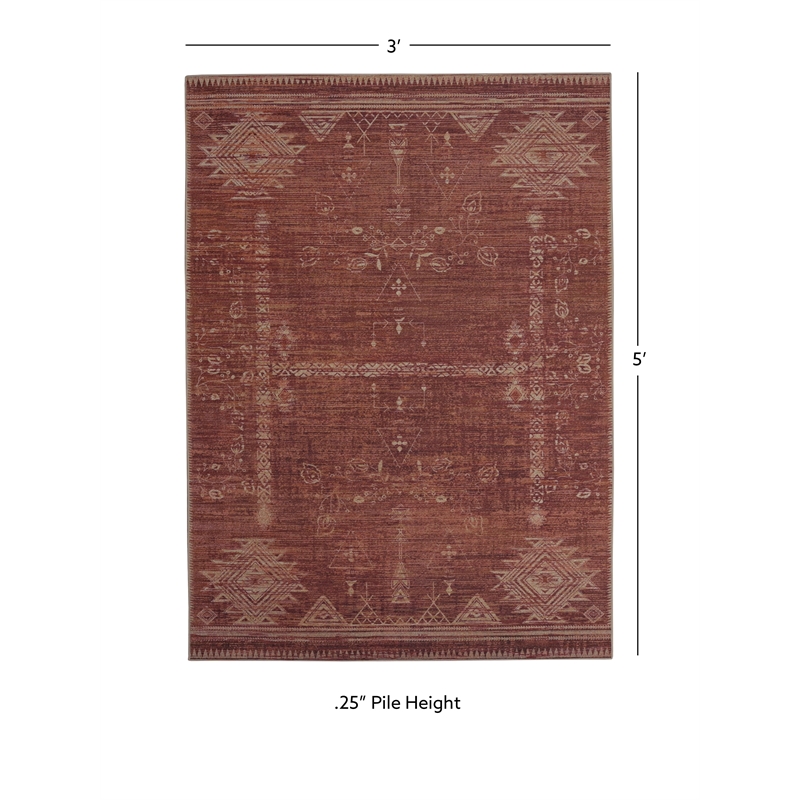 Linon Dillon Macon Brown and Ivory 3' X 5' Accent Rug