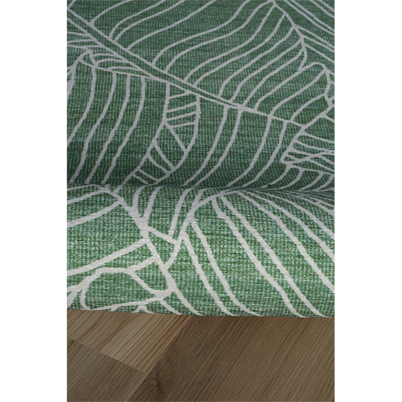 Linon Indoor Outdoor Washable Bondi Green & Ivory 5' X7' Area Rug