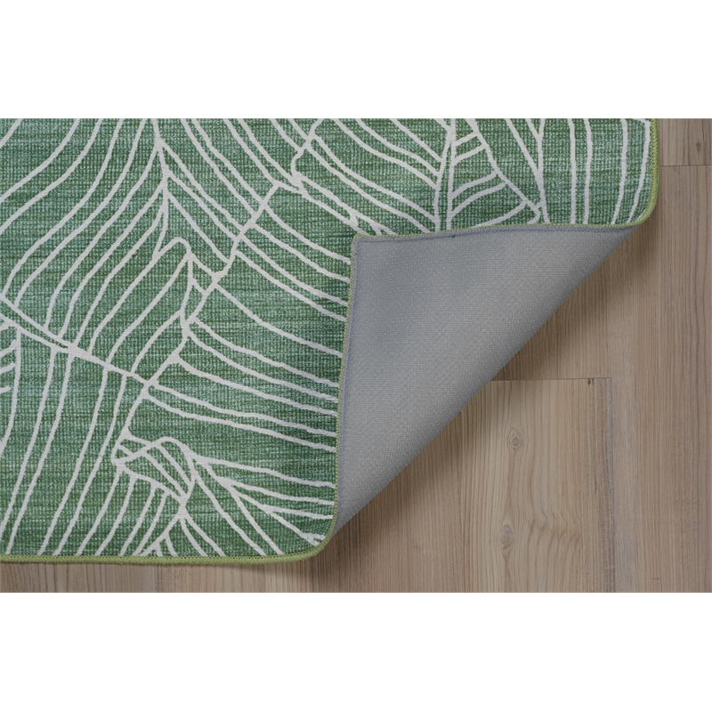 Linon Indoor Outdoor Washable Bondi Green & Ivory 5' X7' Area Rug