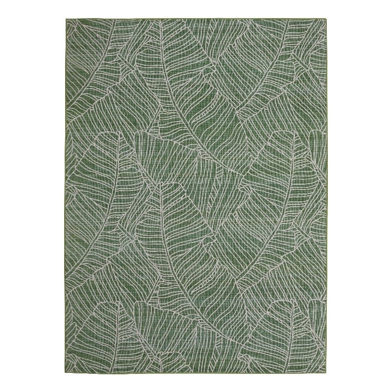 Linon Indoor Outdoor Washable Bondi Green & Ivory 5' X7' Area Rug