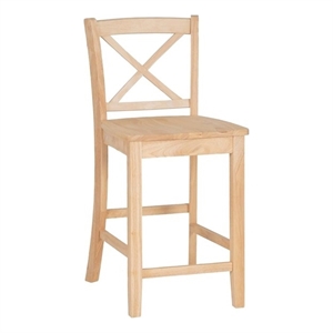 Linon Torino X-Back Counter Stool in Unfinished Solid Rubberwood
