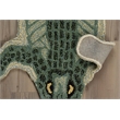 Linon 2' X 3' Jungle Crocodile Shaped Accent Rug in Green Wool