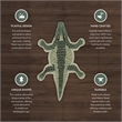 Linon 2' X 3' Jungle Crocodile Shaped Accent Rug in Green Wool