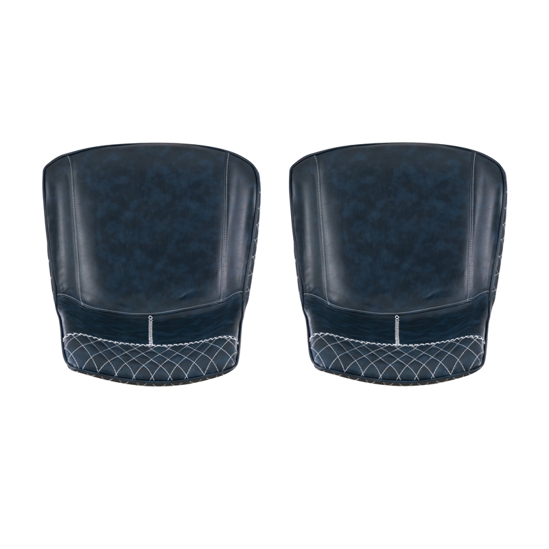 Linon Troyin 5 Pce Set White Wood Nook/Table/2 Padded Chairs/Cushion Set in Blue