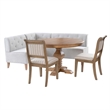 Linon Hale 4 Pce Set Upholstered Gray Nook/Round Table/2 Chairs in Natural Wood