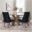 Linon Hale 4 Pce Set Upholstered Gray Nook Round Table 2 Padded Chairs in Navy
