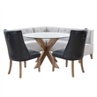 Linon Hale 4 Pce Set Upholstered Gray Nook Round Table 2 Padded Chairs in Navy
