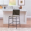 Linon Willey Counter Stool Forest Green Velvet Sling Seat Steel Frame in Black