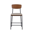 Linon Ryder Counter Stool Cream Faux Leather Padded Seat Steel Frame in Black