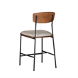 Linon Ryder Counter Stool Cream Faux Leather Padded Seat Steel Frame in Black