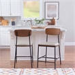 Linon Ryder Counter Stool Cream Faux Leather Padded Seat Steel Frame in Black