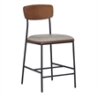 Linon Ryder Counter Stool Cream Faux Leather Padded Seat Steel Frame in Black